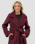 Cappotto bouclé con cintura in misto lana