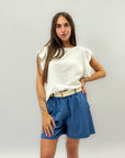 Pantaloncini in cotone con cintura