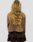 Giacca Donna Effetto Scamosciato con Borchie e Zip
