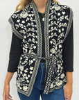 Gilet Donna in Maglia con Fantasia Floreale e Cintura