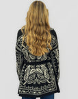 Cardigan Jacquard Paisley con Cintura Made in Italy