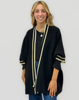 Cardigan Donna Oversize con Profili a Contrasto