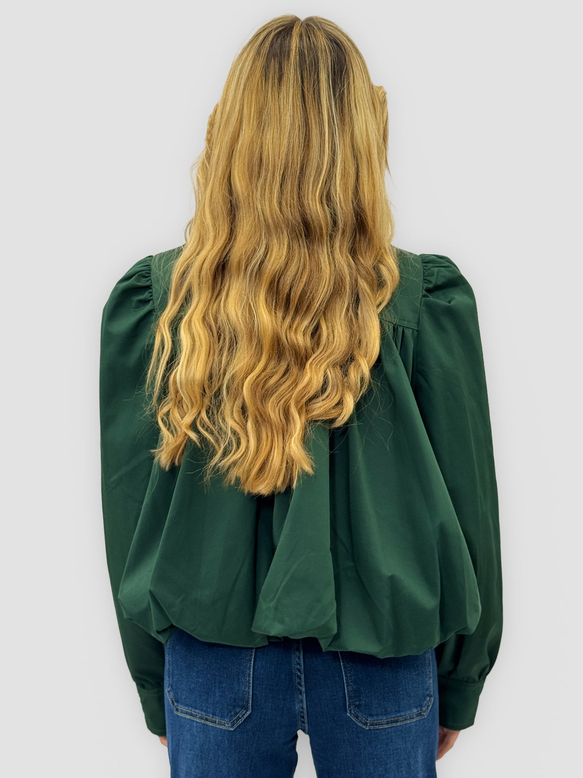Giacca trench in cotone con zip e spalle arricciate