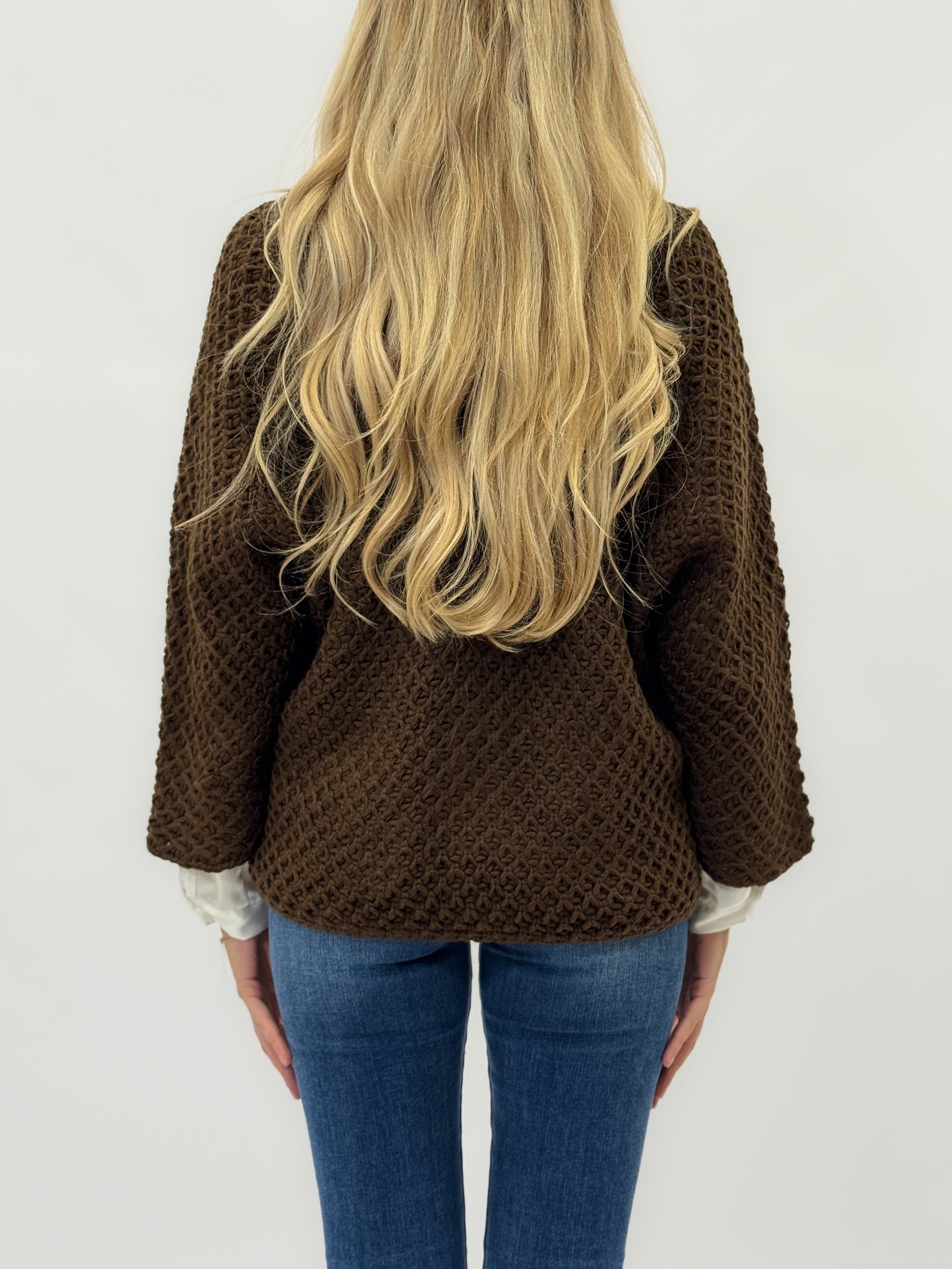 Cardigan in maglia grossa misto lana