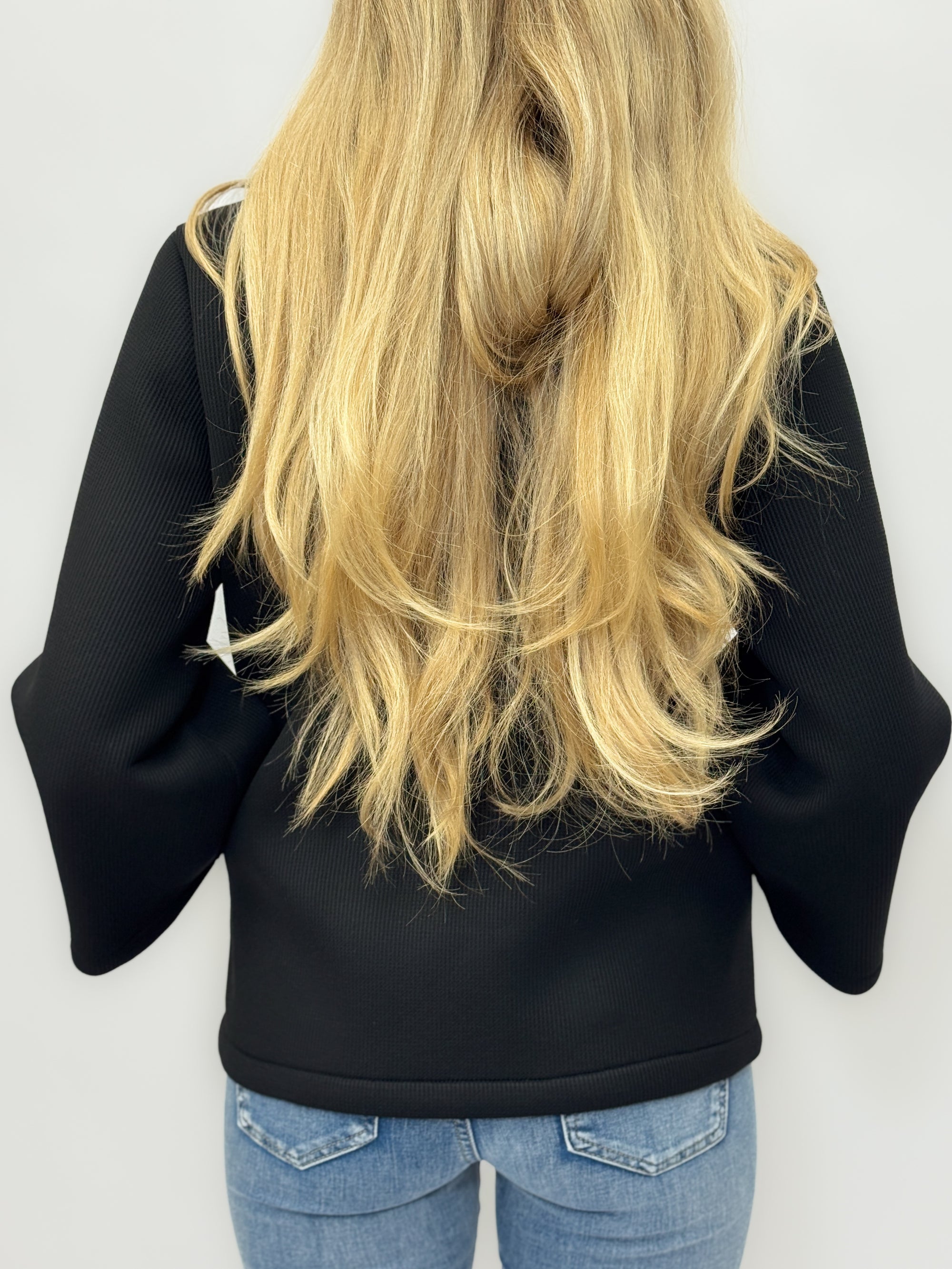 Giacca Neoprene con Collo Alto e Bottoni