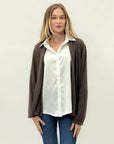 Cardigan aperto misto lana taglia comoda