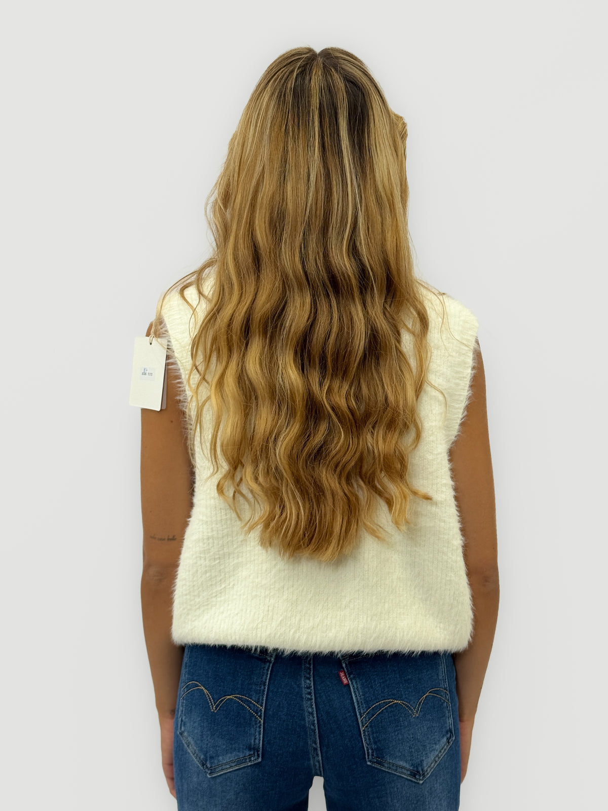 Maglia donna effetto peluche con girocollo