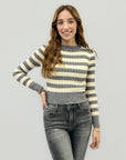 Maglione a righe intrecciato petite