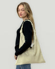 Borsa shopper in vera pelle con zip e manico intrecciato - Made in Italy