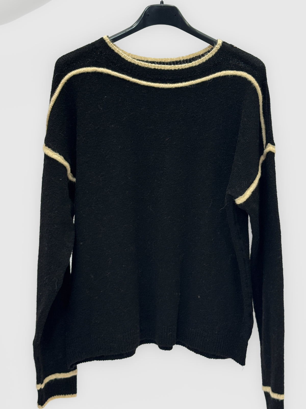 Maglia donna girocollo con profili a contrasto