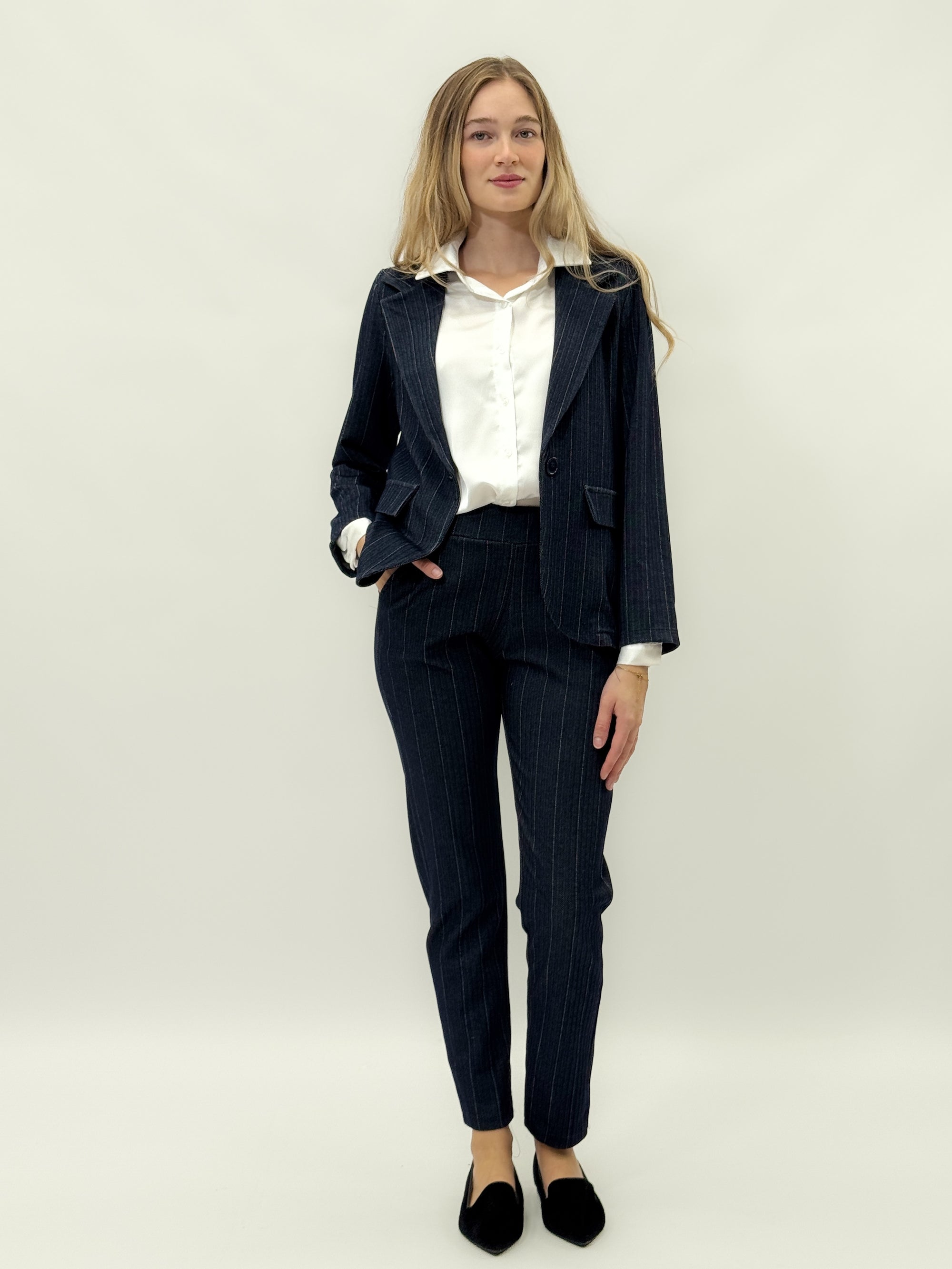 Pantalone gessato a sigaretta – Blu