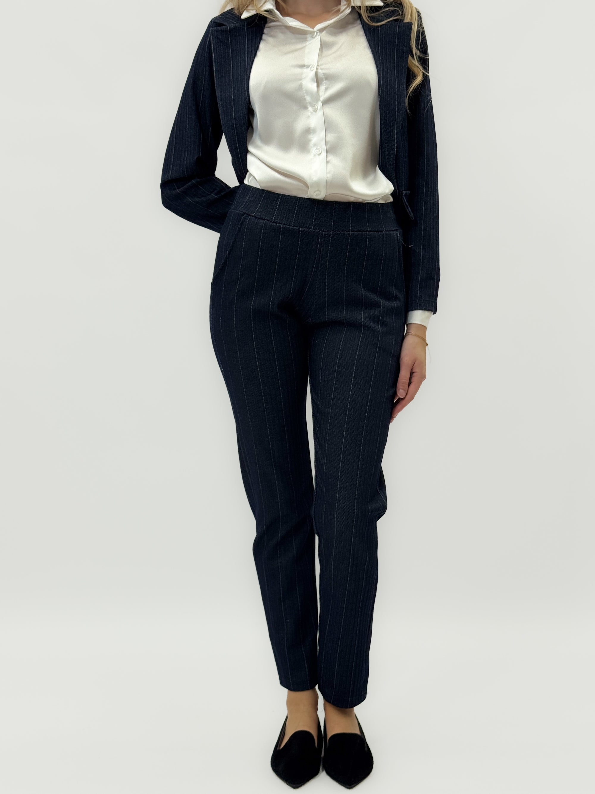 Pantalone gessato a sigaretta – Blu