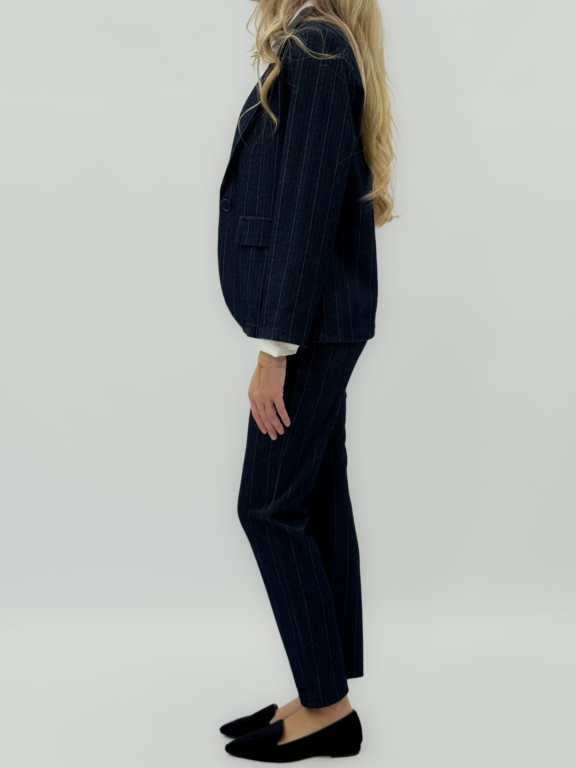 Pantalone gessato a sigaretta – Blu