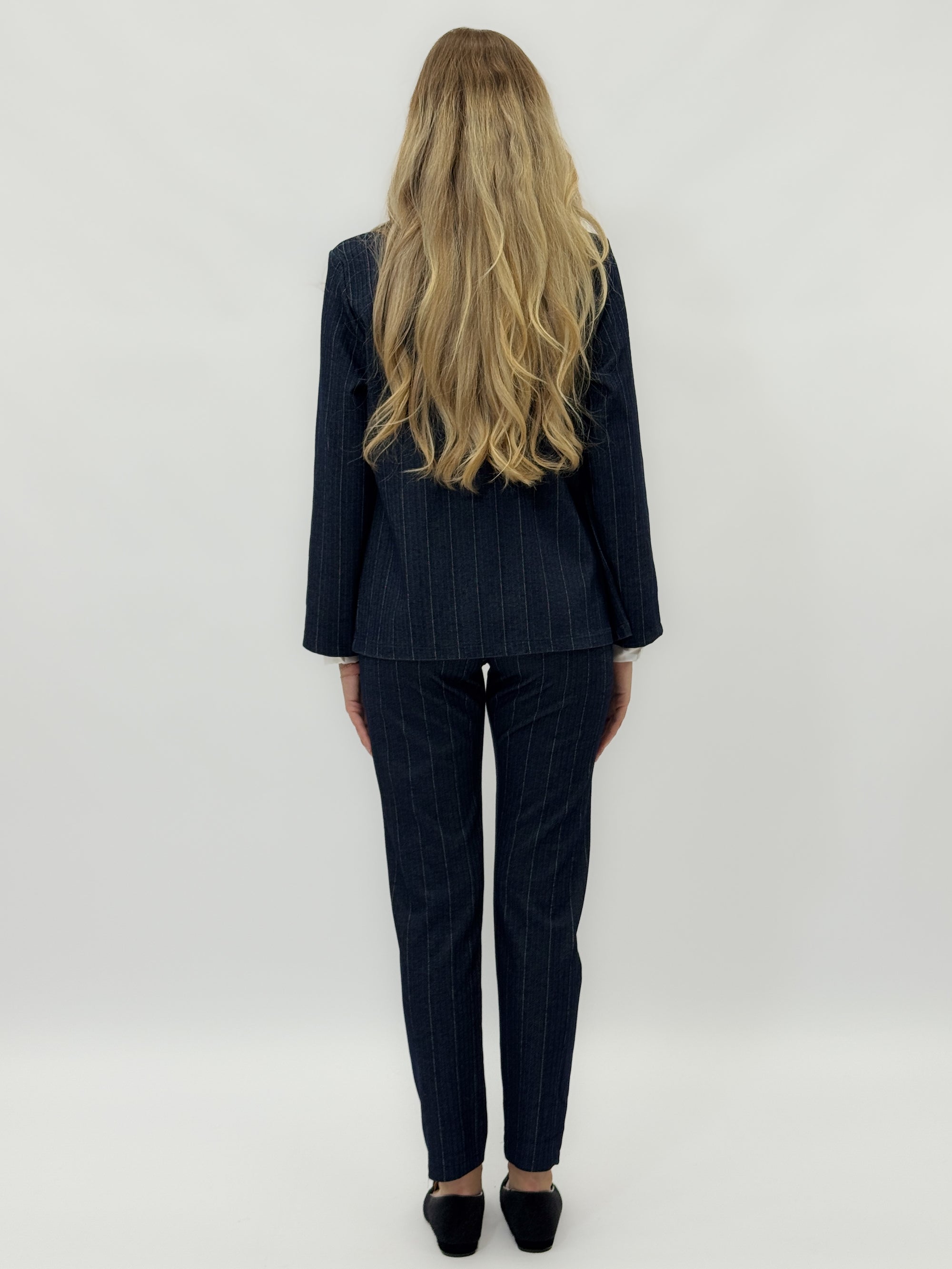 Pantalone gessato a sigaretta – Blu