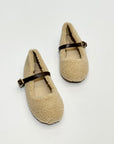 Ballerine peluche con cinturino in ecopelle