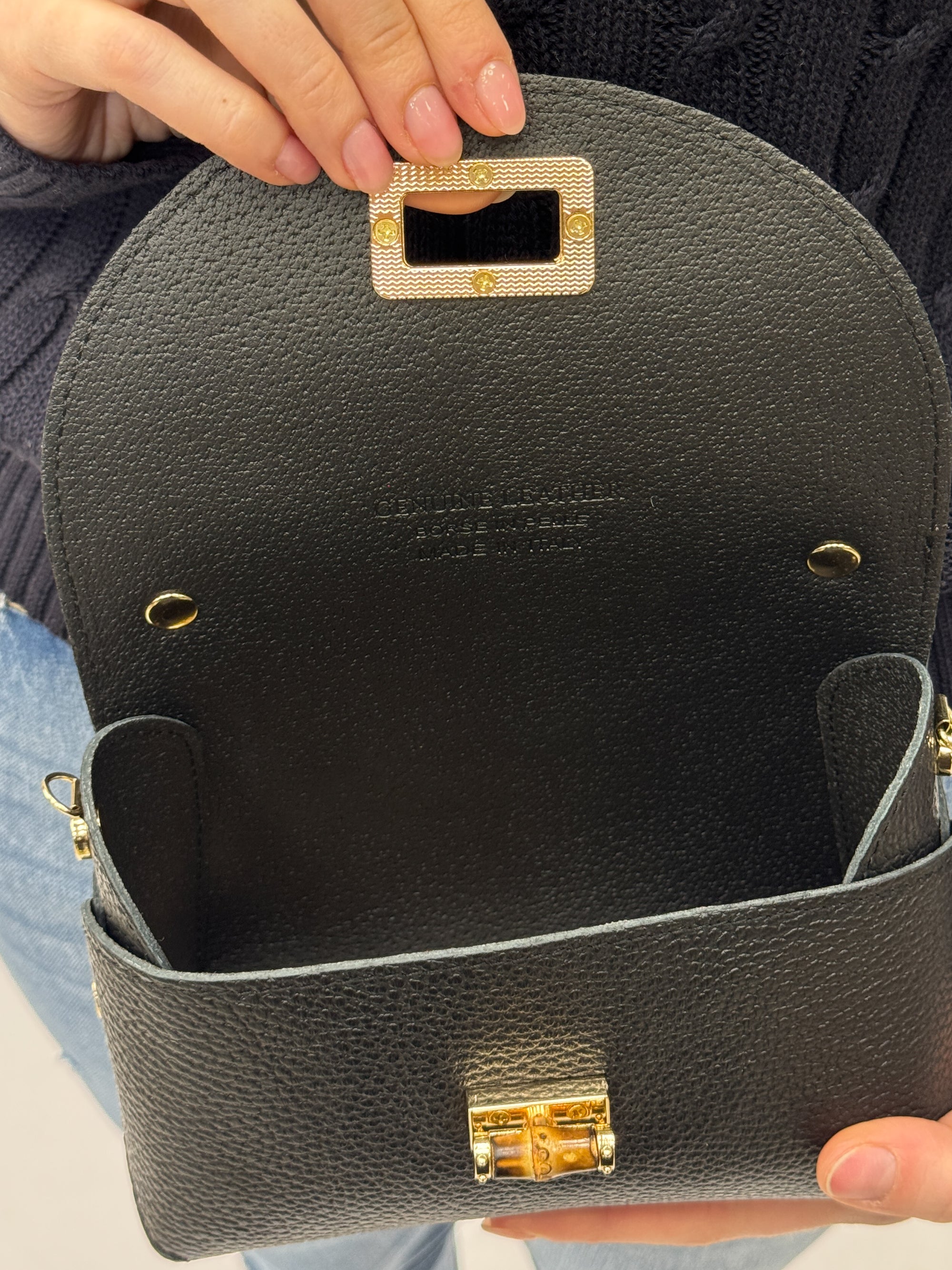 Borsa Ginevra Vera Pelle con Chiusura Gioiello - Made in Italy