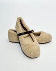 Ballerine peluche con cinturino in ecopelle