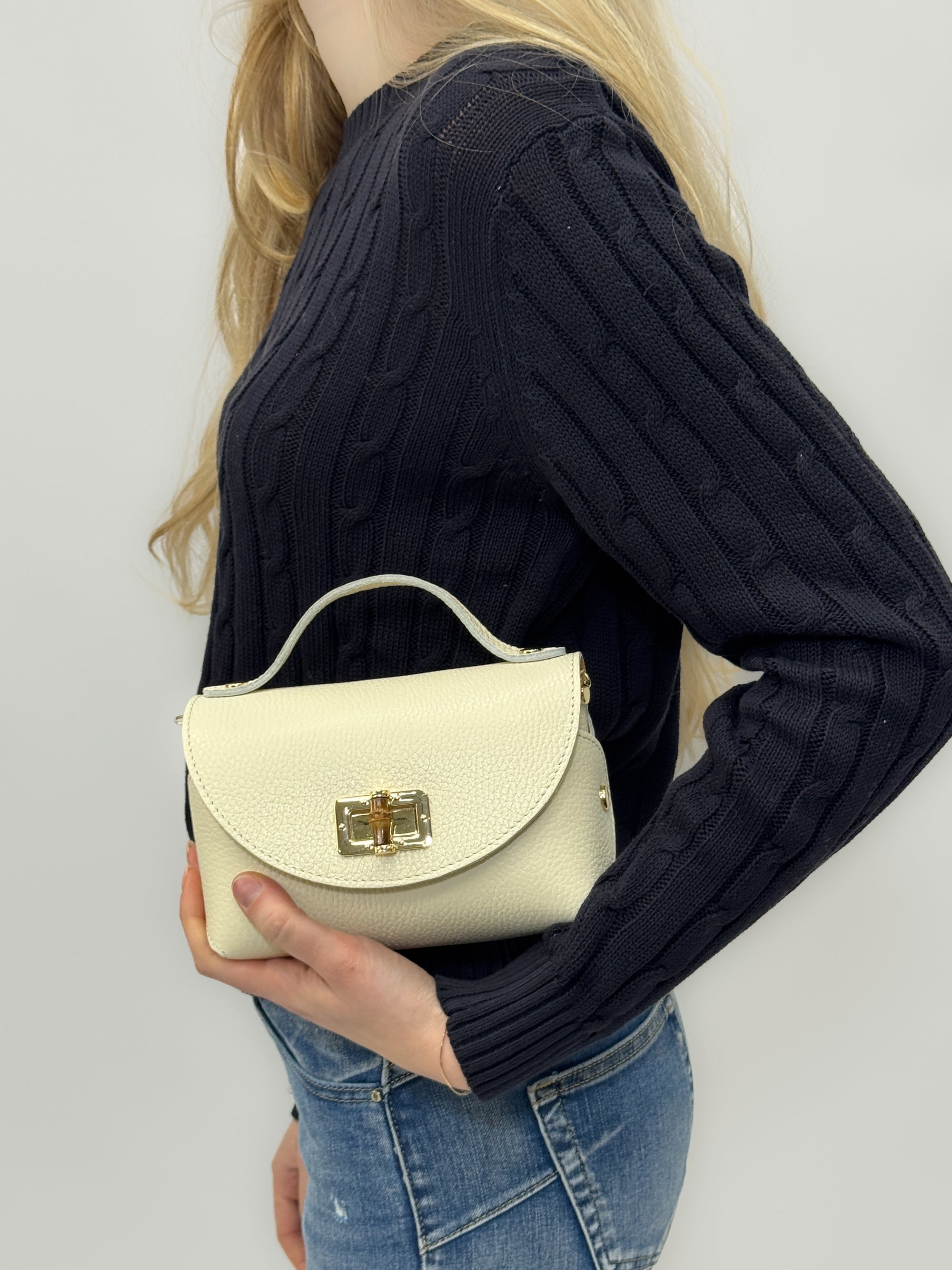 Borsa Ginevra Vera Pelle con Chiusura Gioiello - Made in Italy