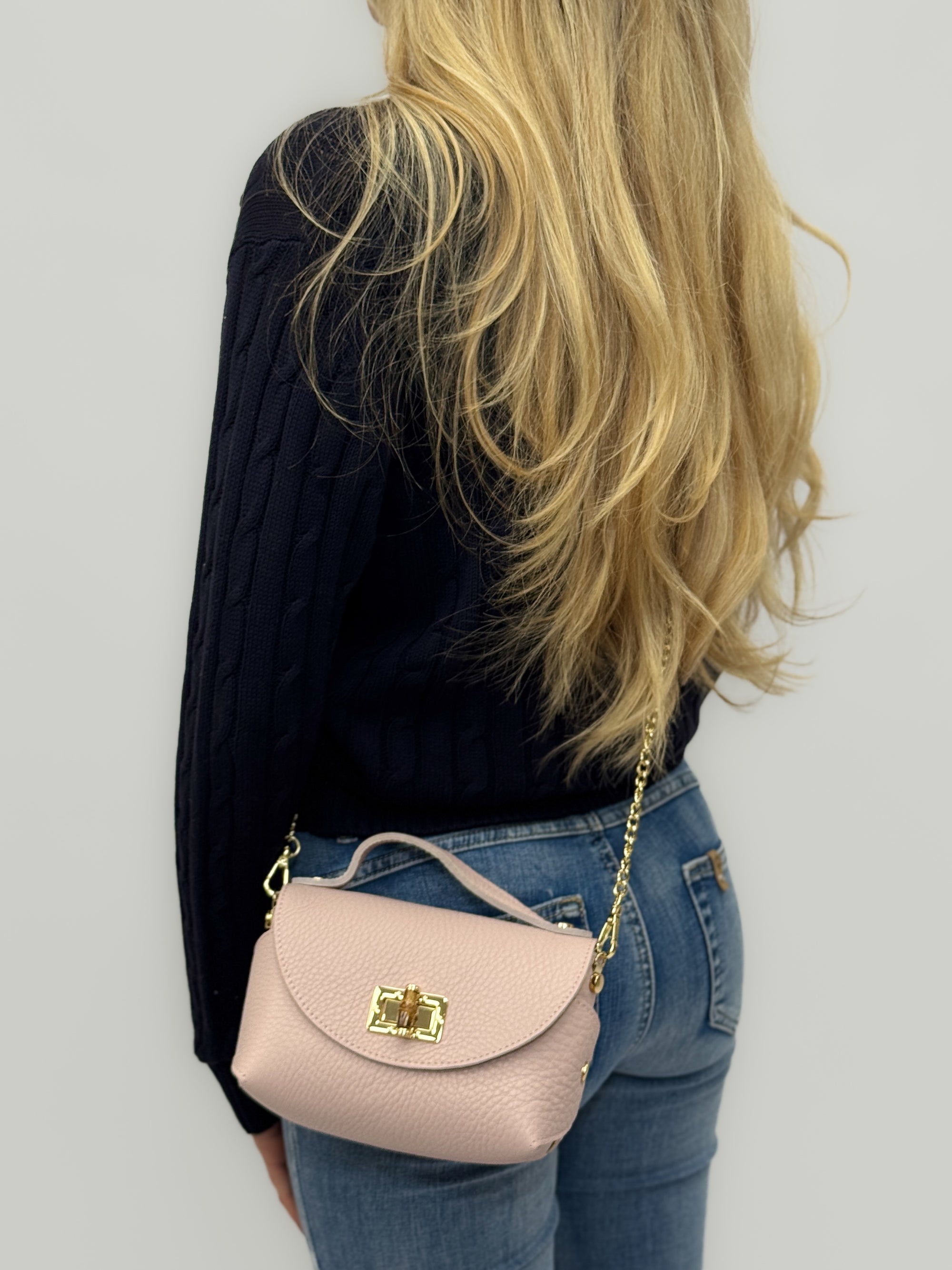 Borsa Ginevra Vera Pelle con Chiusura Gioiello - Made in Italy