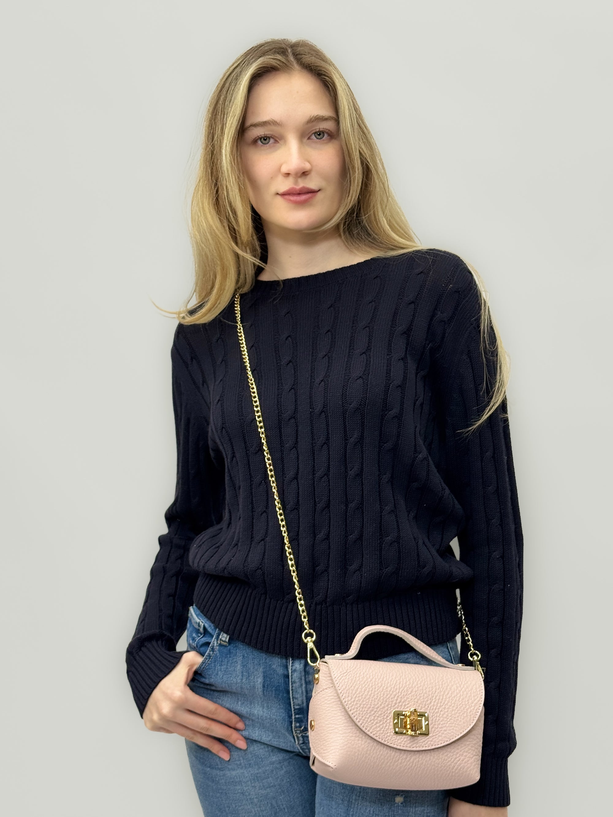 Borsa Ginevra Vera Pelle con Chiusura Gioiello - Made in Italy