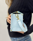 Borsa Elena in Vera Pelle Beige con Dettagli Oro - Made in Italy