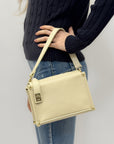 Borsa Elena in Vera Pelle Beige con Dettagli Oro - Made in Italy