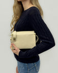 Borsa Elena in Vera Pelle Beige con Dettagli Oro - Made in Italy
