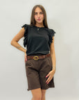 Pantaloncini in cotone con cintura