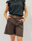 Pantaloncini in cotone con cintura