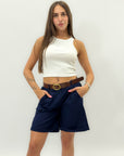 Pantaloncini in cotone con cintura