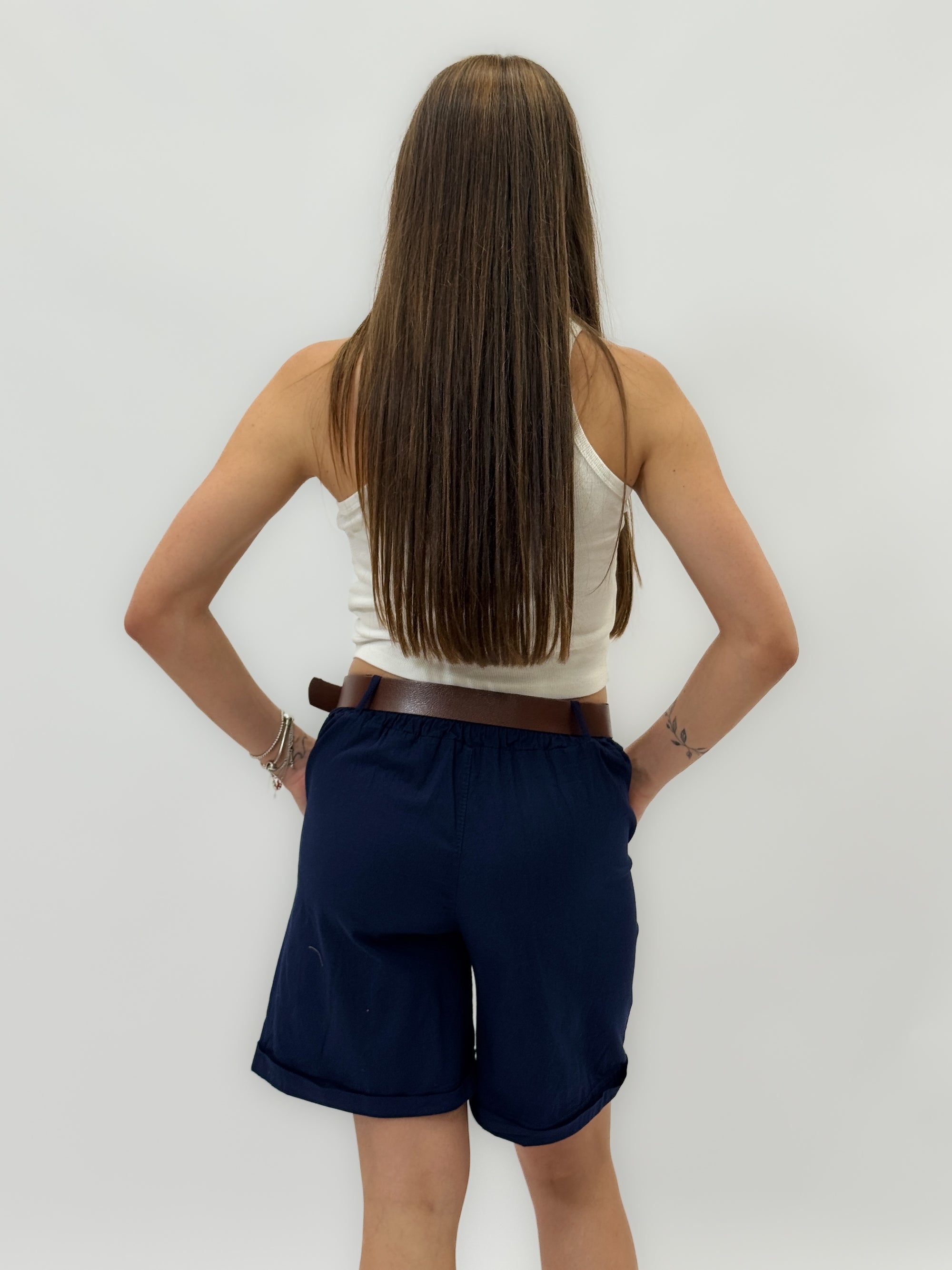 Pantaloncini in cotone con cintura
