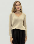 Maglione misto alpaca scollo a V