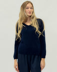 Maglione misto alpaca scollo a V