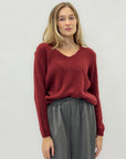 Maglione misto alpaca scollo a V