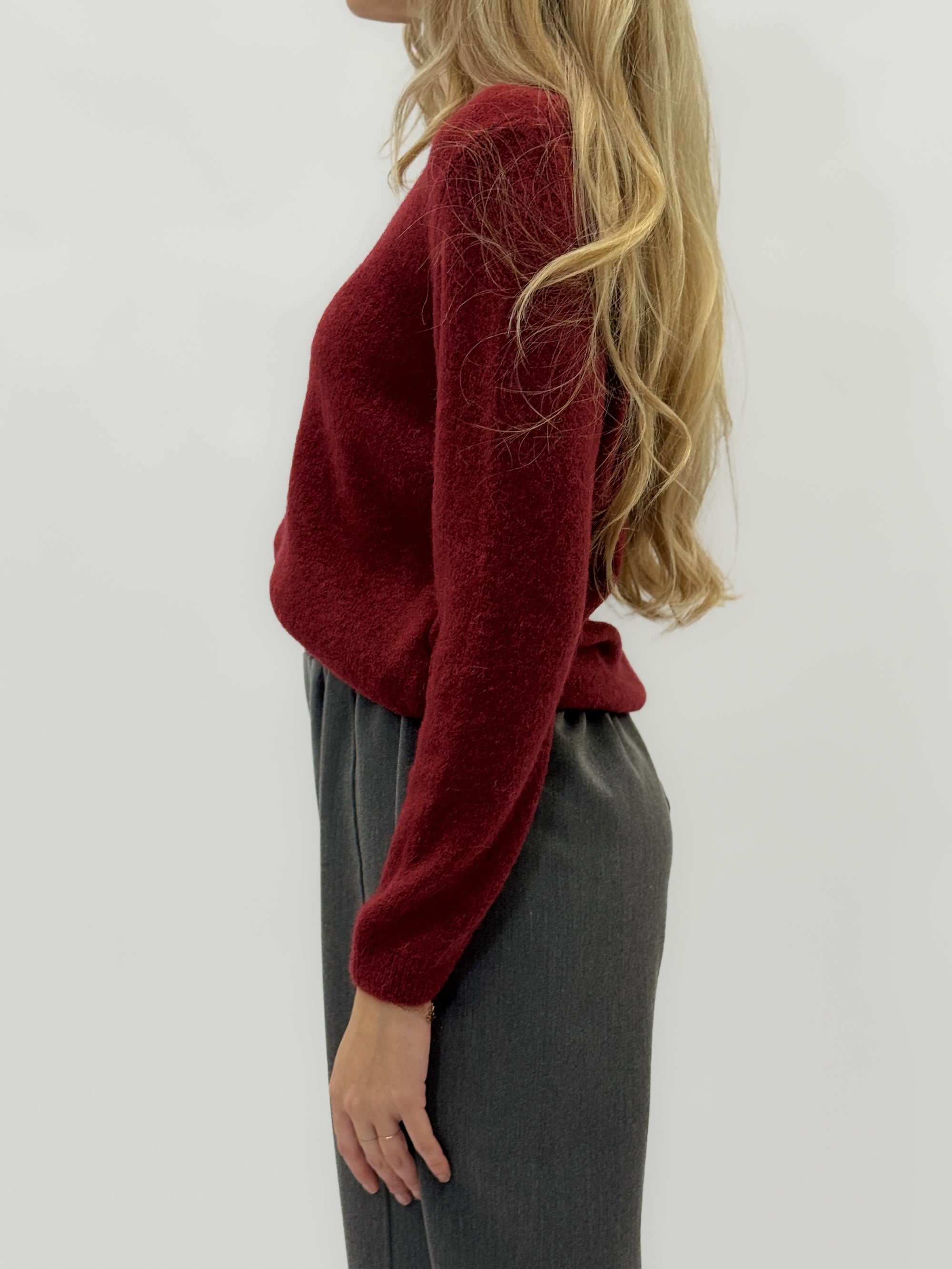Maglione misto alpaca scollo a V