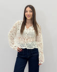 Maglia a scollo v in pizzo