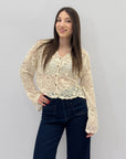 Maglia a scollo v in pizzo