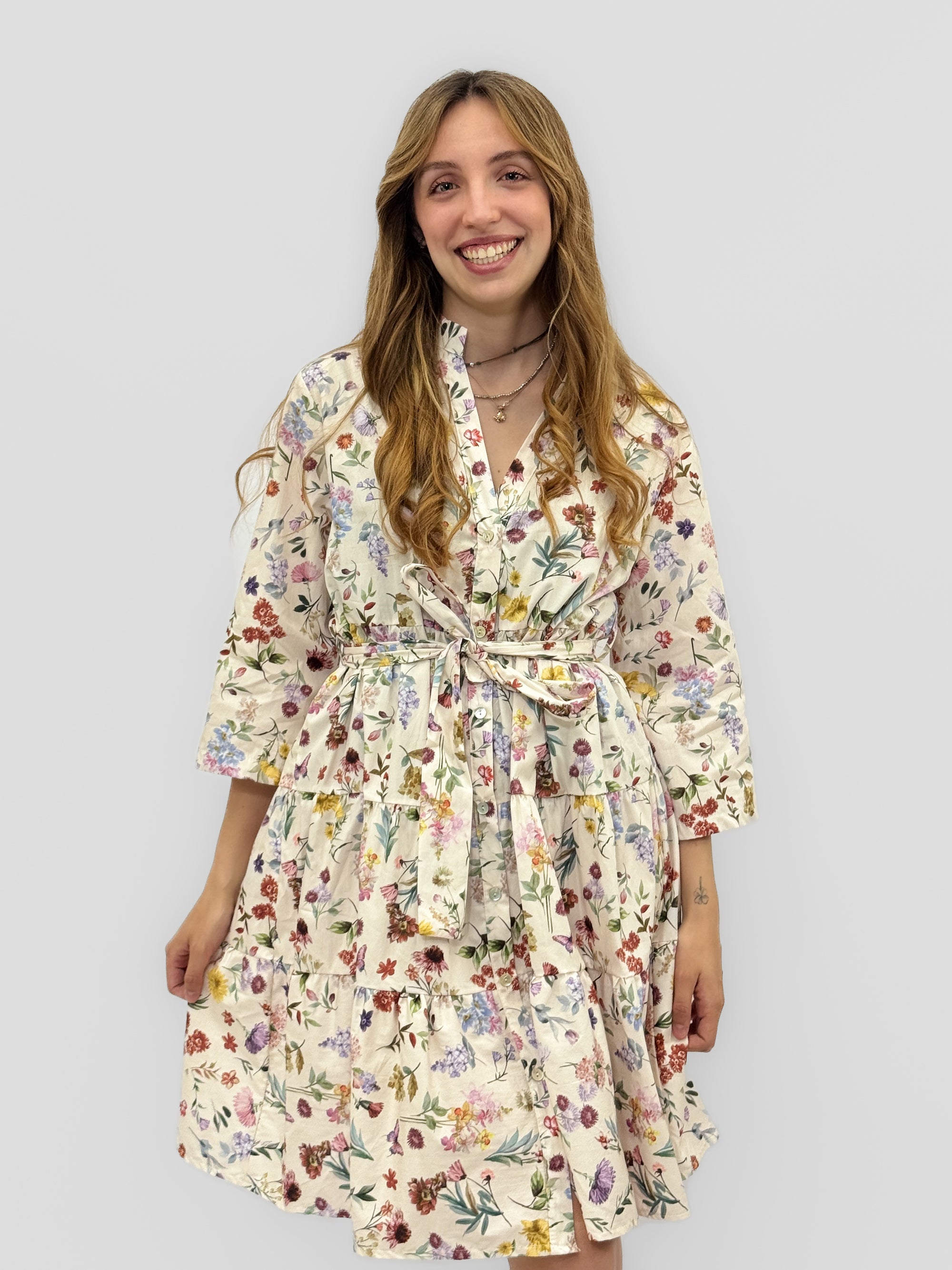 Abito Chemisier in Cotone Fantasia Floreale