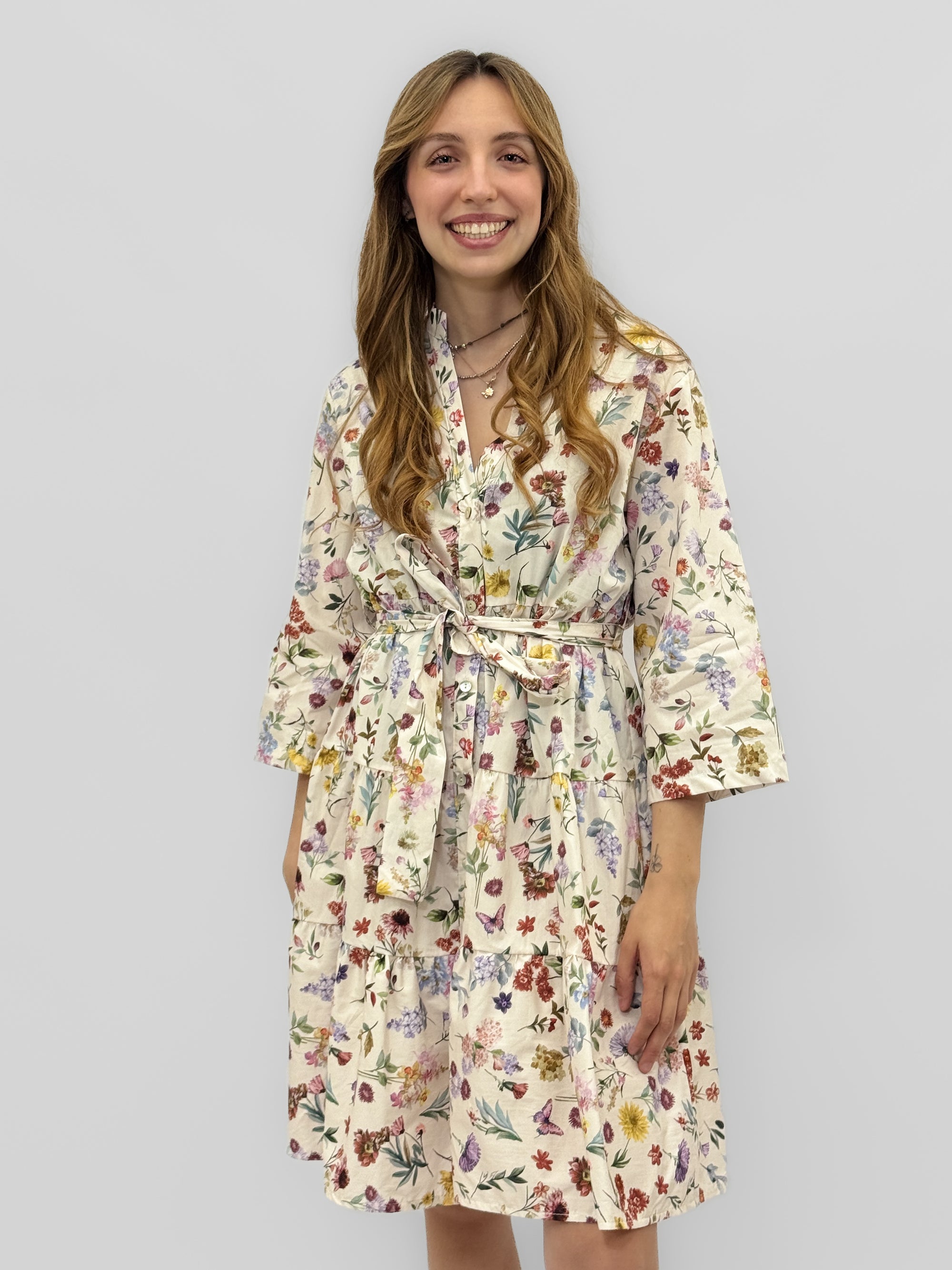 Abito Chemisier in Cotone Fantasia Floreale