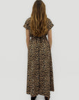 Abito Lungo Animalier con Scollo Incrociato