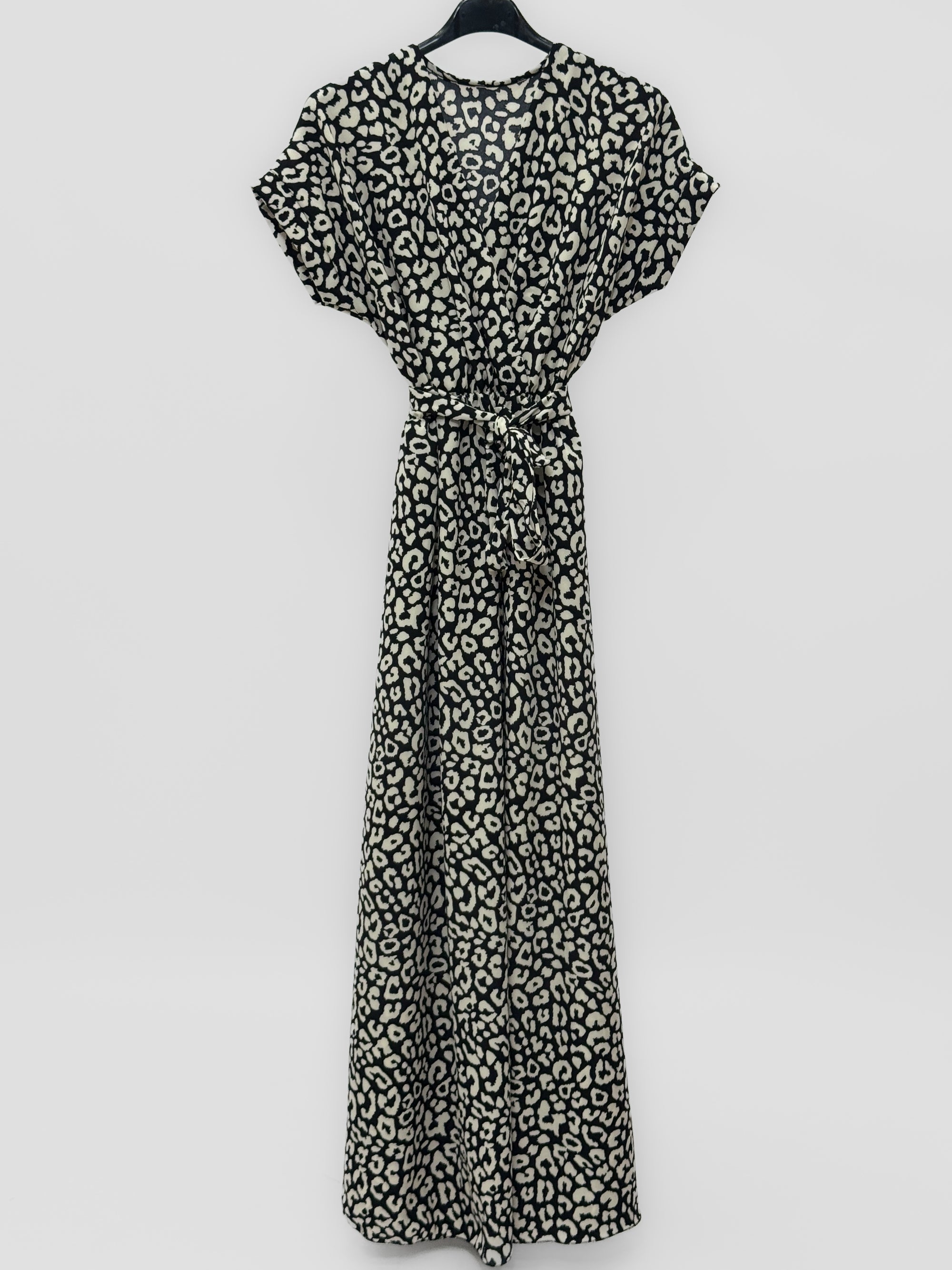 Abito Lungo Animalier con Scollo Incrociato