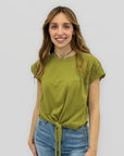 T-shirt nodo con ricami maniche