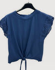 T-shirt nodo con ricami maniche