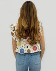 Blusa Bianca Fantasia Cerchi Multicolor