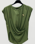 T-shirt Asimmetrica con Applicazione Fiore