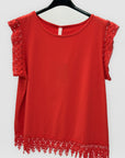 T-shirt con Pizzo sul Fondo