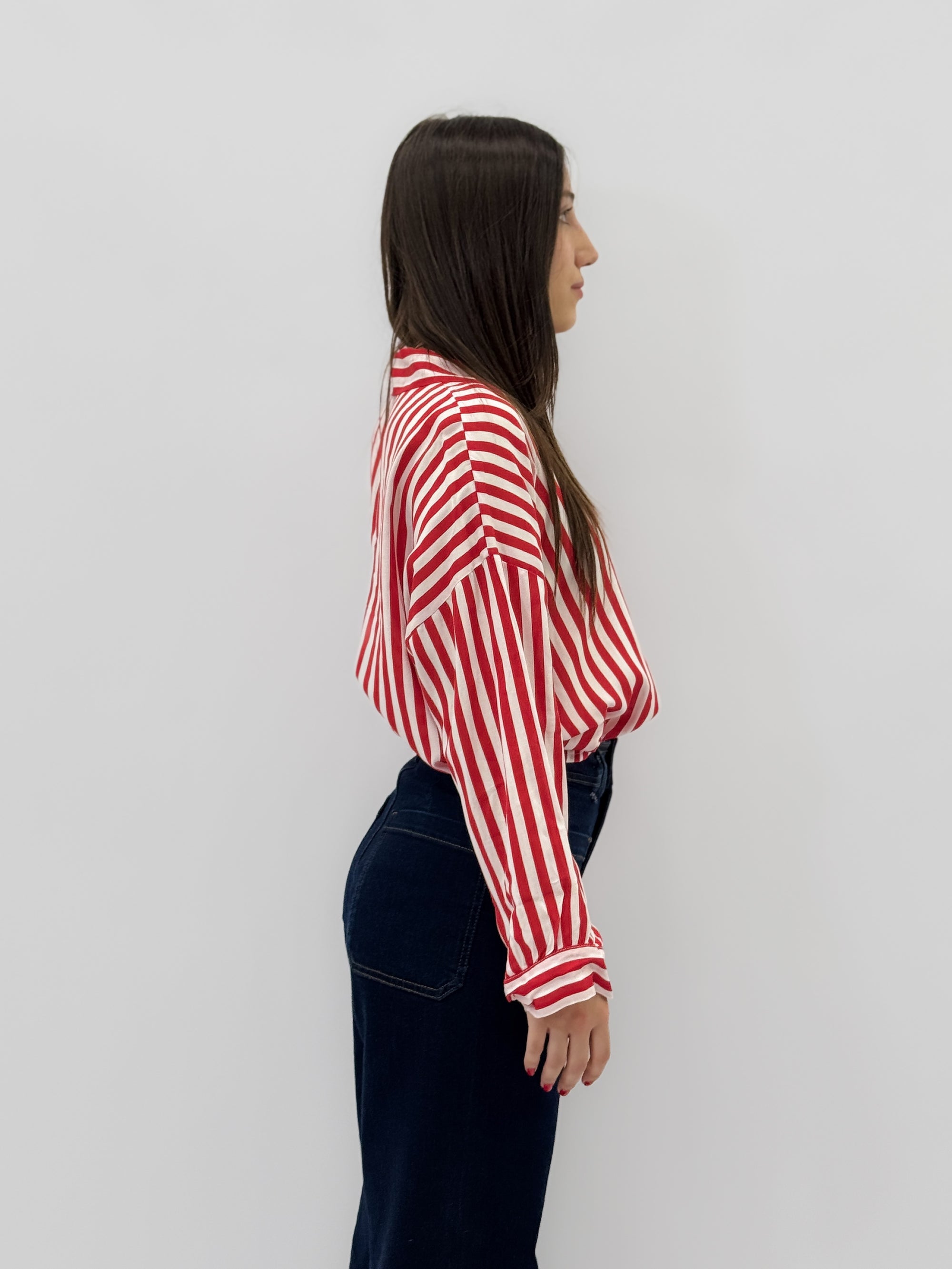 Camicia leggera taglia comoda a righe