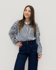 Camicia leggera taglia comoda a righe