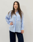 Camicia leggera taglia comoda a righe