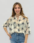 Camicia in Seta con Ricamo Floreale
